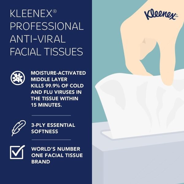 Kleenex 21286 Boutique Anti-Viral Tissue, 3-Ply, Pop-Up Box, 55/Box, 3 Boxes/Pack - Image 2