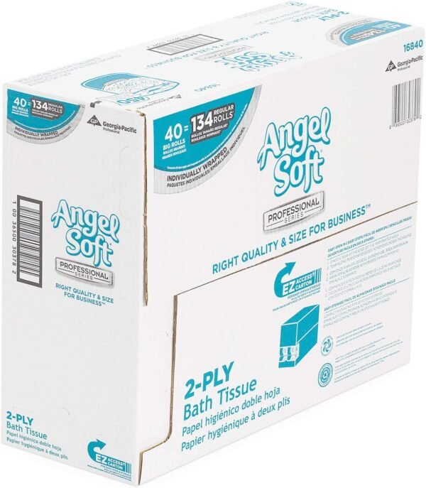 Georgia-Pacific Angel Soft Toilet Paper - Professional Series Premium 2-Ply Embossed Toilet Paper, 16840, 450 Sheets Per Roll, 40 Rolls Per Case, White - Image 2