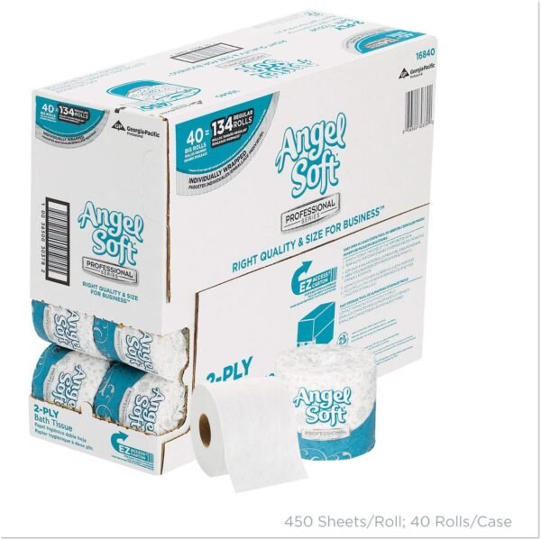 Georgia-Pacific Angel Soft Toilet Paper - Professional Series Premium 2-Ply Embossed Toilet Paper, 16840, 450 Sheets Per Roll, 40 Rolls Per Case, White - Image 3