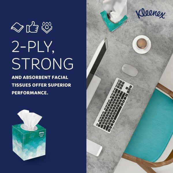 Kleenex Professional Facial Tissue, Bulk (21271), 2-Ply, White, Upright Cube Boxed Format, Designed for Business (90 Tissues/Box, 36 Boxes, 3,240 Sheets/Case) - Image 5