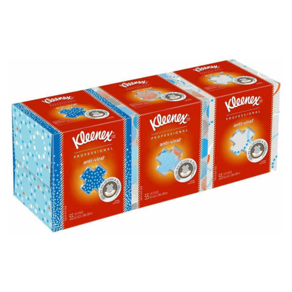 Kleenex 21286 Boutique Anti-Viral Tissue, 3-Ply, Pop-Up Box, 55/Box, 3 Boxes/Pack