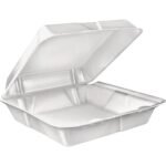Georgia-Pacific Lid Containers - Dart Polystyrene (no. 6) Insulated Foam Hinged Lid Containers