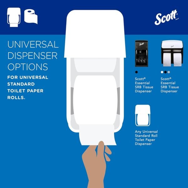 Scott Toilet Paper Bulk -100% Recycled Fiber Standard Roll Bulk Toilet Paper (13217), 2-Ply, Elevated Design, White, Individually Wrapped (80 Rolls of 473 Sheets, 37,840 Sheet Total) - Image 3