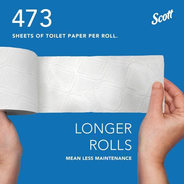 Scott Toilet Paper Bulk -100% Recycled Fiber Standard Roll Bulk Toilet Paper (13217), 2-Ply, Elevated Design, White, Individually Wrapped (80 Rolls of 473 Sheets, 37,840 Sheet Total) - Image 7
