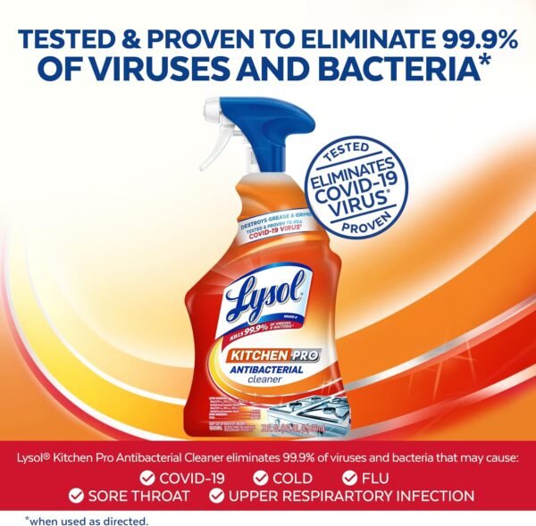 Reckitt Lysol Kitchen Pro Antibacterial Cleaner Trigger 22 Fl Oz (Pack of 3) - With 1ct Auto In-The-Bowl Toilet Cleaner, Atlantic Fresh - Image 6