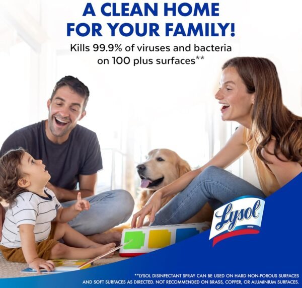 Lysol Disinfectant Spray, Household Essential Cleaning Supplies, Multi-Purpose Room Spray, Antibacterial and Sanitizer Spray, Upholstery Deodorizer, Home and Bathroom,Crisp Linen,12.5 fl oz(pack of 1) - Image 5