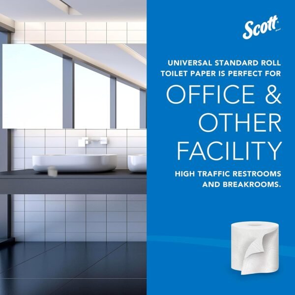 Scott Toilet Paper Bulk -100% Recycled Fiber Standard Roll Bulk Toilet Paper (13217), 2-Ply, Elevated Design, White, Individually Wrapped (80 Rolls of 473 Sheets, 37,840 Sheet Total) - Image 4