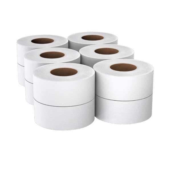 Scott Jumbo Roll Bulk Toilet Paper -100% Recycled Fiber High-Capacity Jumbo Roll Bulk Toilet Paper (67805), 2-Ply, White, Non-Perforated (12 Rolls at 1,000' Each, 12,000'/Case)