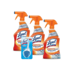 Reckitt Lysol Kitchen Pro Antibacterial Cleaner Trigger 22 Fl Oz (Pack of 3) - With 1ct Auto In-The-Bowl Toilet Cleaner, Atlantic Fresh