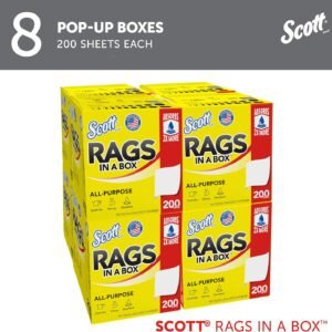 Scott Rags in a Box – 200 Ultra-Durable All-Purpose Towels for Tough Messes, Large 9"x12" Paper Towel (8 Boxes, 1,600 Sheet Total) 13 Scott Rags In A Box 75260 Scott 75260 all purpose towels Scott Rags 9x12 inches Scott 75260 pop up box Scott disposable shop towels Scott Rags bulk case Scott 75260 white towels Scott Rags