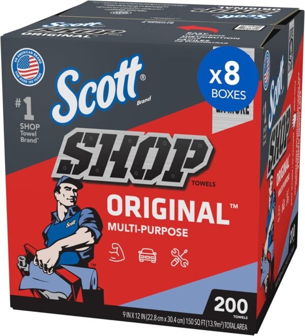 Scott 75190 blue shop towels, Pop-up dispenser shop towels, 200 count shop towels box, Automotive maintenance paper towels, Disposable garage cleaning towels, Scott original shop towels 9x12, Multi-purpose blue shop towels, Scott shop towels bulk case, Heavy-duty paper towels for mechanics, Scott 75190 towel case 1600 count, disposable shop towels bulk,mechanic towels,workshop towels,disposable shop rags,mechanic paper towels,scott workshop towels,scott blue shop towels bulk,blue paper towels,best trash can deodorizers,mechanic shop towels,heavy duty paper towels,garage wipes,mechanic paper towel,shop towels lint free,blue disposable towels,heavy duty blue paper towels,lint free paper towels,blue heavy duty paper towels,paper towels bulk buy,arm and hammer car
